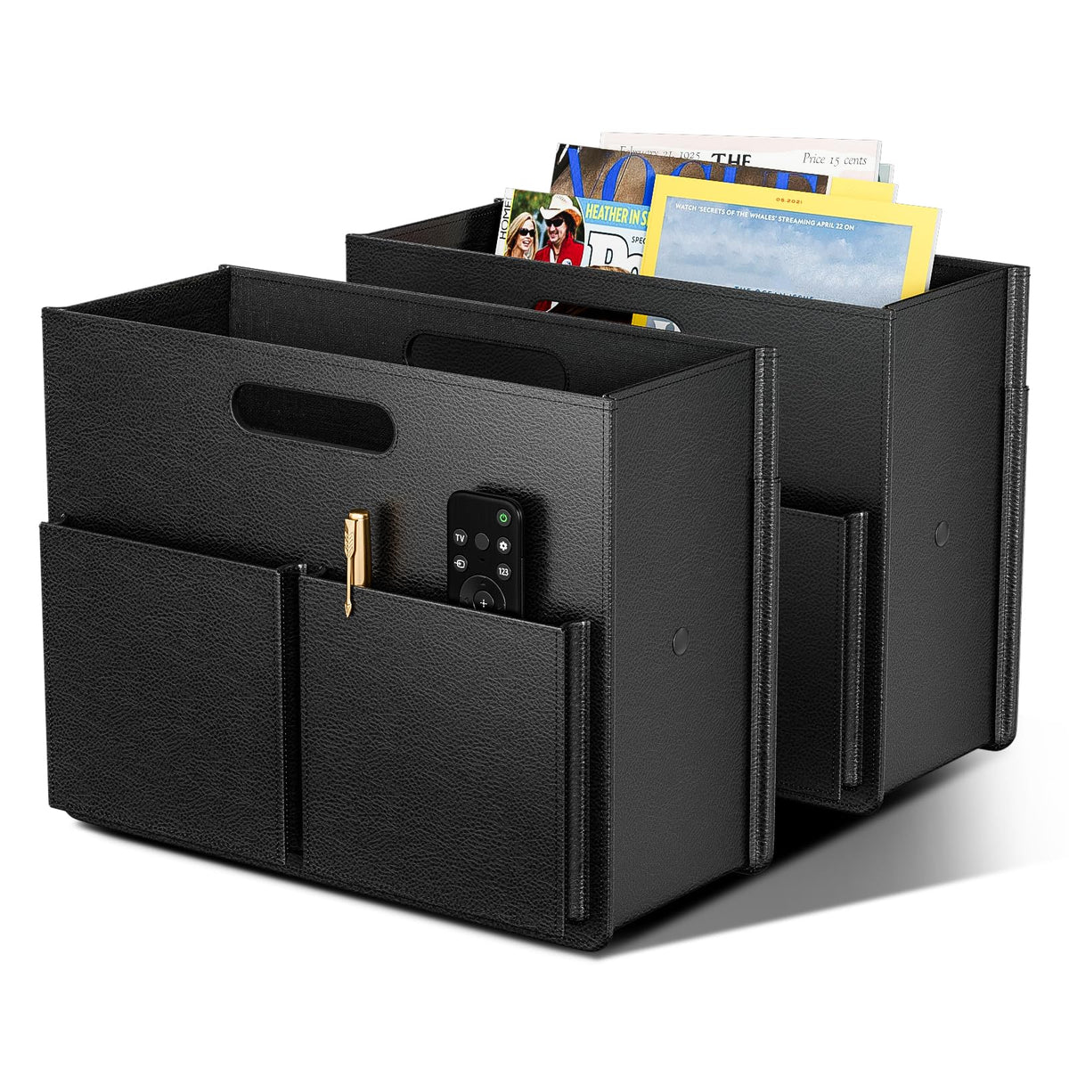 ABC life 2 PACK Magazine Basket Holder, Black