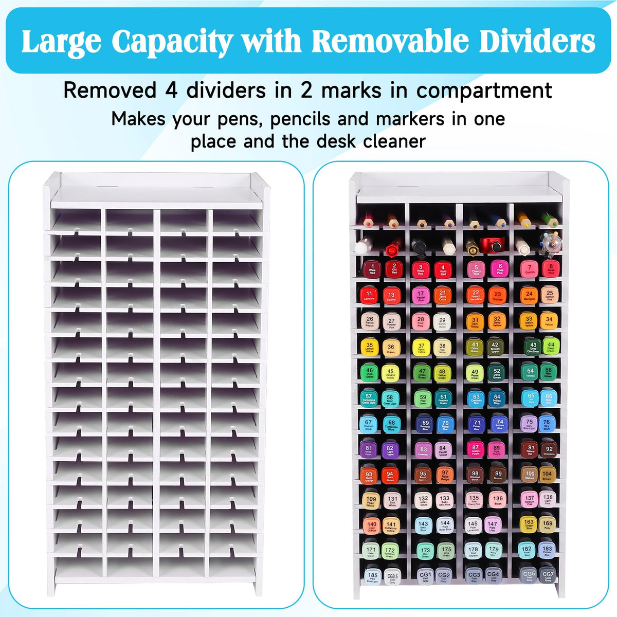 Yrangee Marker Organizer,120 Slots Marker Holder Organizer with Divider