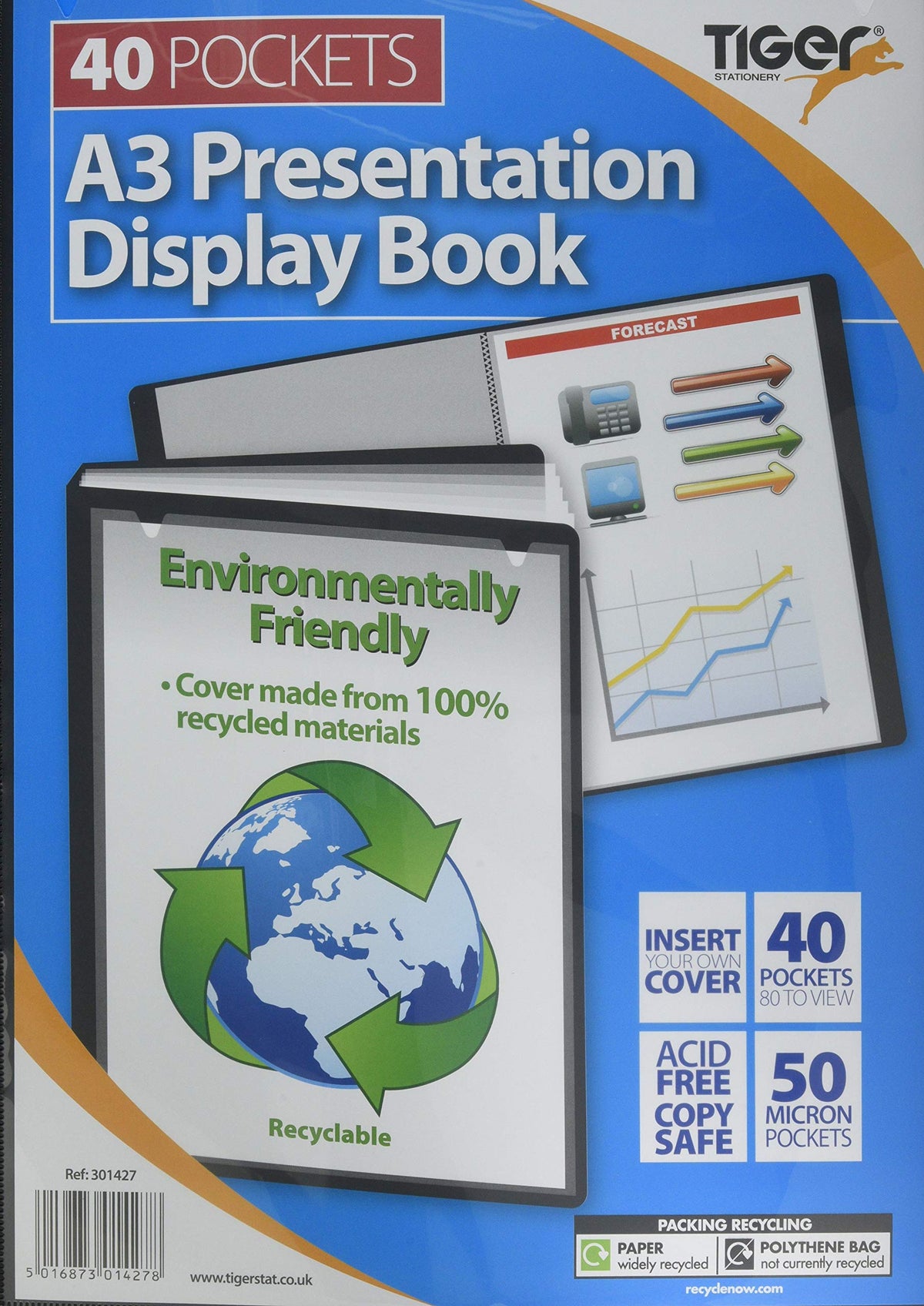 Tiger 301427 A3 Black Display Book 40 Pocket Presentation Folio