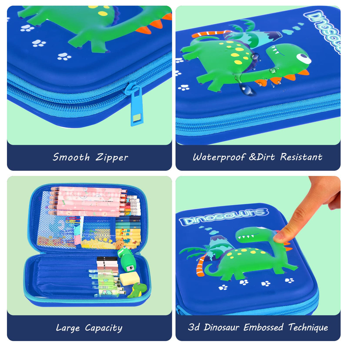 homicozy Pencil Case for Boys,Cute Dinosaur Stationery Set for Kids,3D EVA School Pencil Box