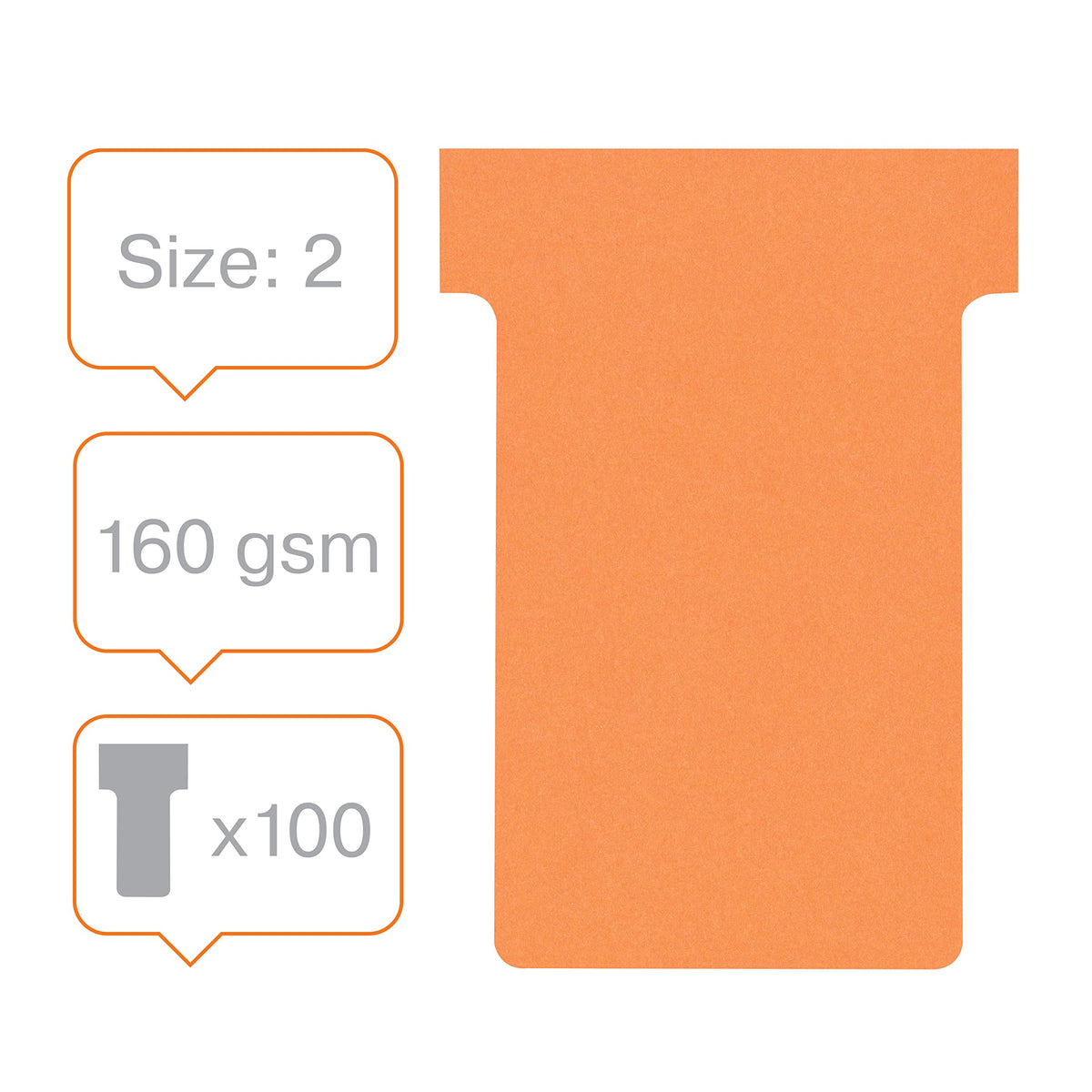 Nobo T-Cards Size 2 (Pack of 100) 2002009 - Orange