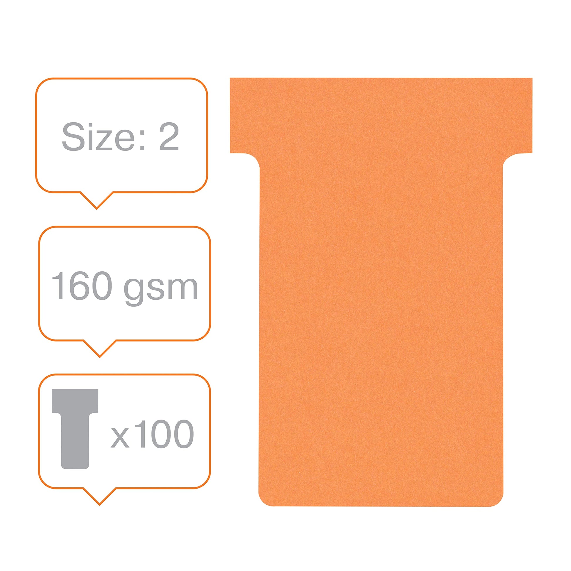 Nobo T-Cards Size 2 (Pack of 100) 2002009 - Orange