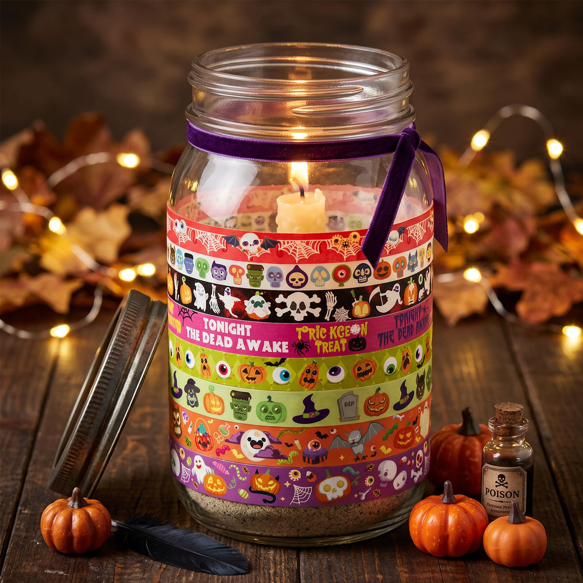 Bomichi 18 Rolls Halloween Thin Decorative Scrapbook Washi Tape Set
