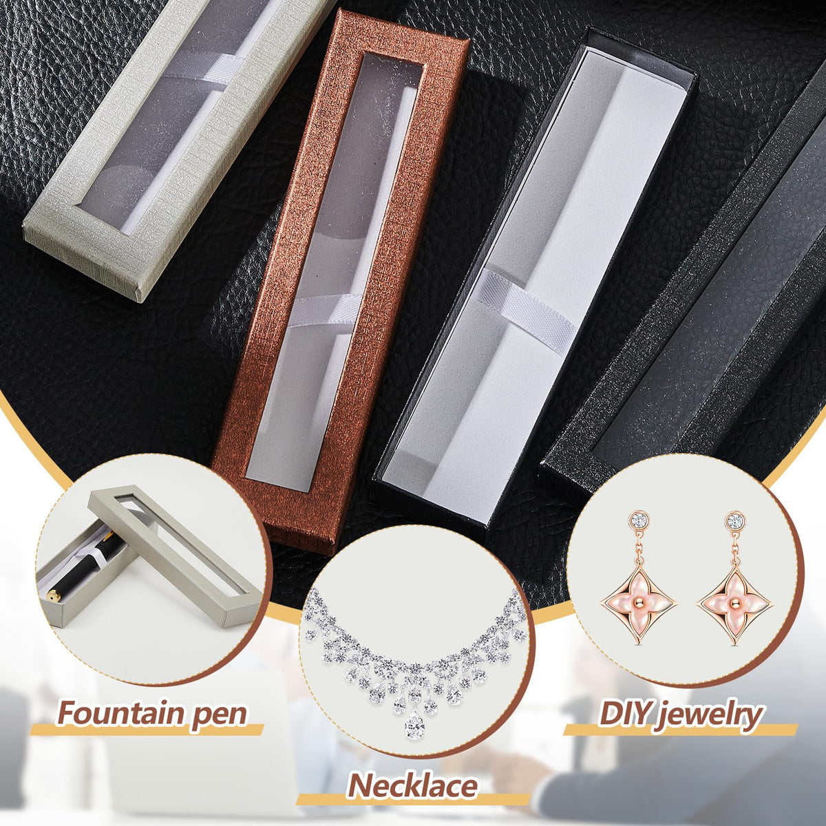 Colarr 36 Pcs Empty Pen Gift Boxes with Clear Lid and Foam Insert Display