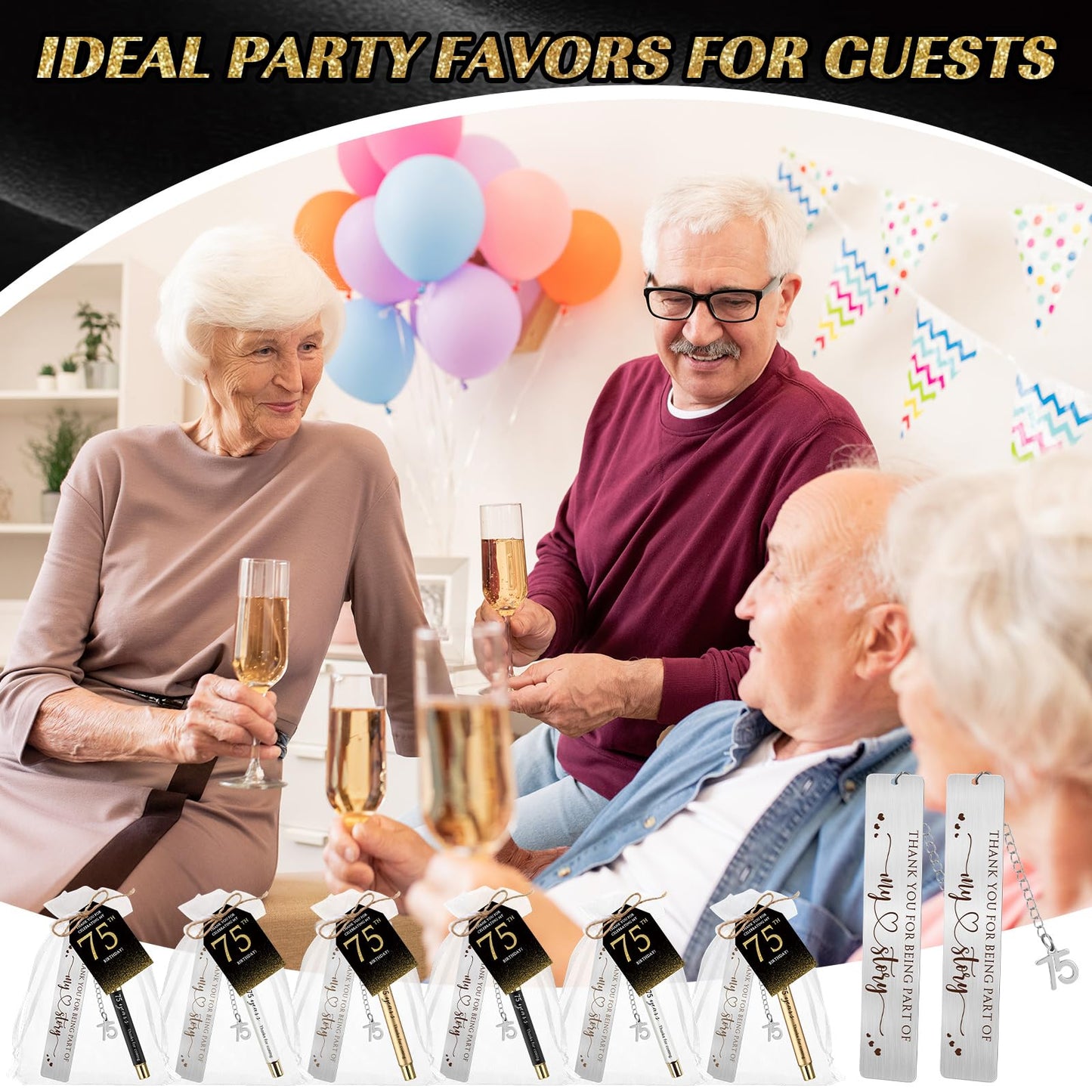 Sinload 25 Sets Birthday Favors for Guests 25 Thanks for Coming Ballpoint Pens 25 Metal Bookmarks