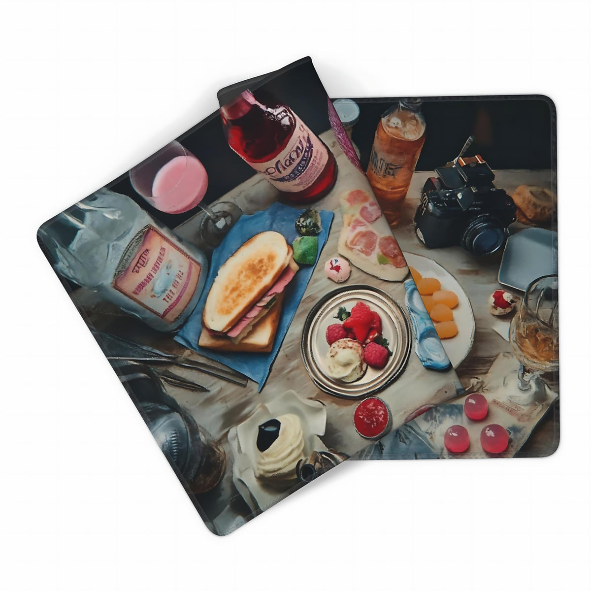 Cute Aesthetic Party Gaming Mouse Pad, Blue Pink Retro-Futurism Desk Mat with Anti-Slip Base &