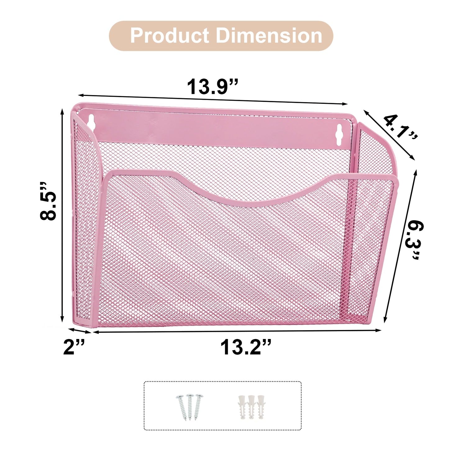 EASEPRES 3 Single Pocket Mesh Hanging File Organizer, Vertical Wall Mounted Magazine File Holder