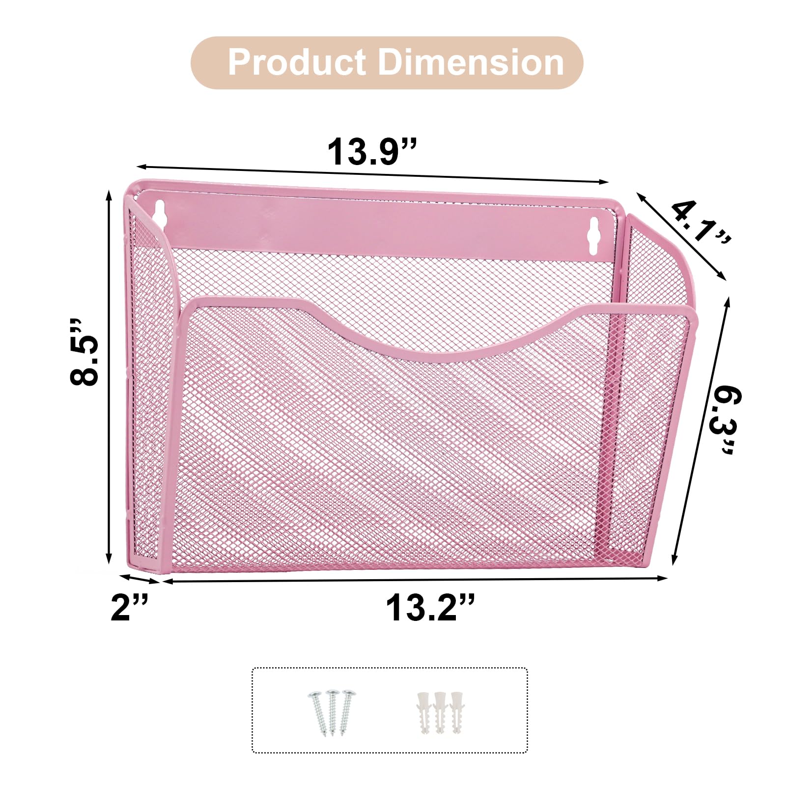 EASEPRES 3 Single Pocket Mesh Hanging File Organizer, Vertical Wall Mounted Magazine File Holder