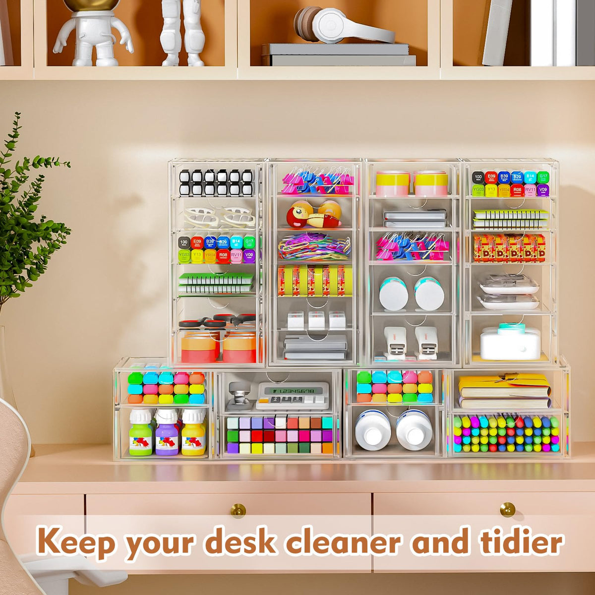 ARSTPEOE 22-Drawer Acrylic Storage & Makeup Organizer for Desk, Bath
