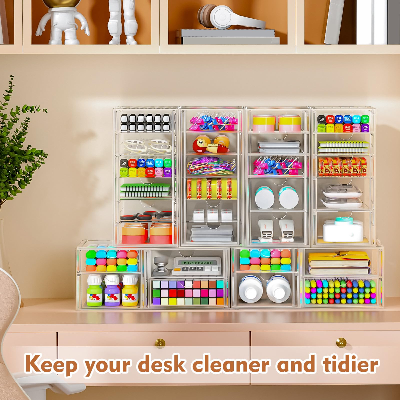 ARSTPEOE 22-Drawer Acrylic Storage & Makeup Organizer for Desk, Bath