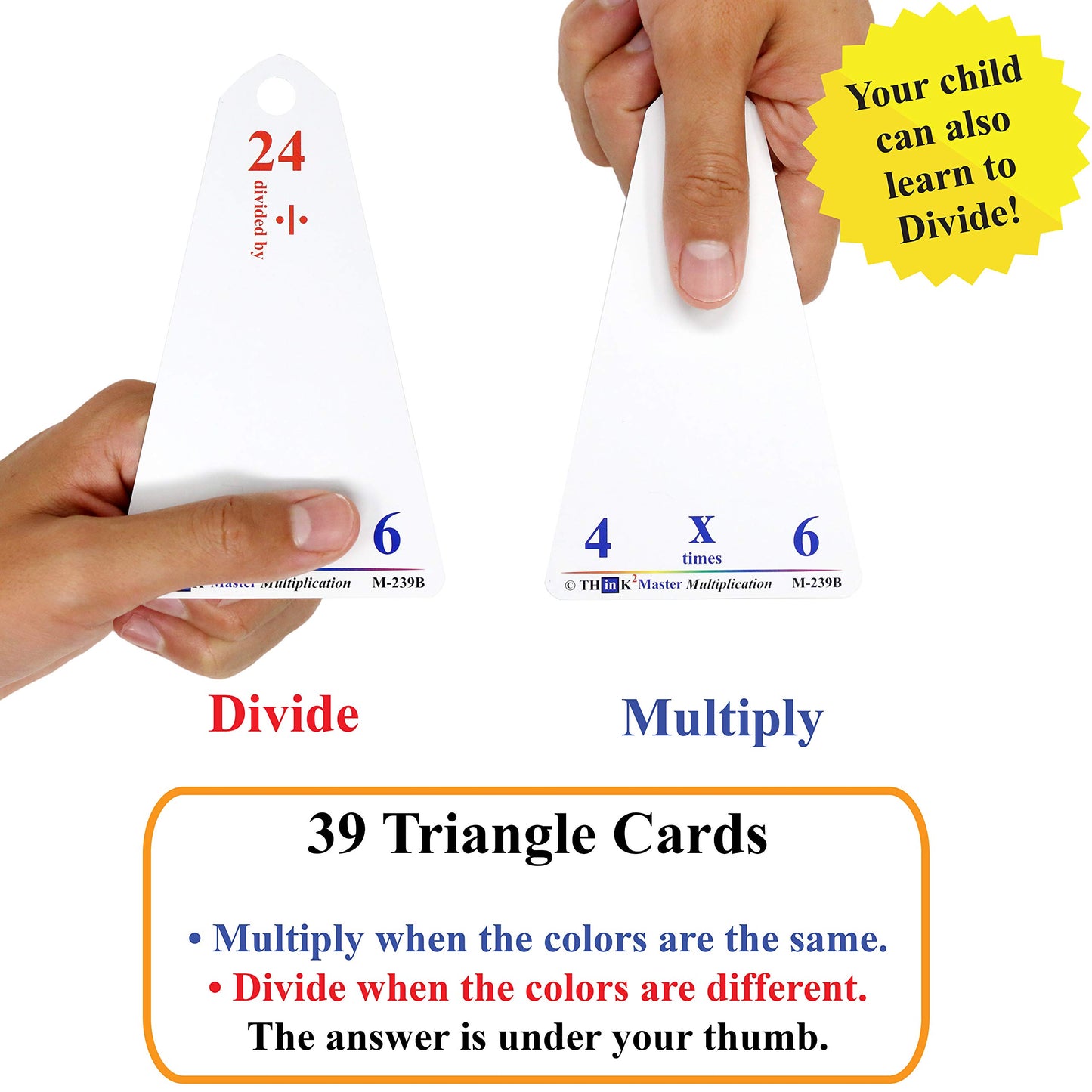 Think2Master Premium Laminated Multiplication Division Addition & Subtraction Triangle Flash Cards