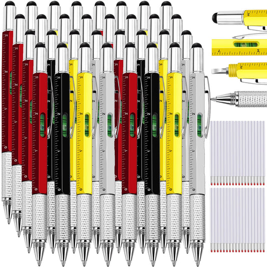 Zonon 32 Pack 6-in-1 Multitool Pens,Black, Silver, Yellow, Red