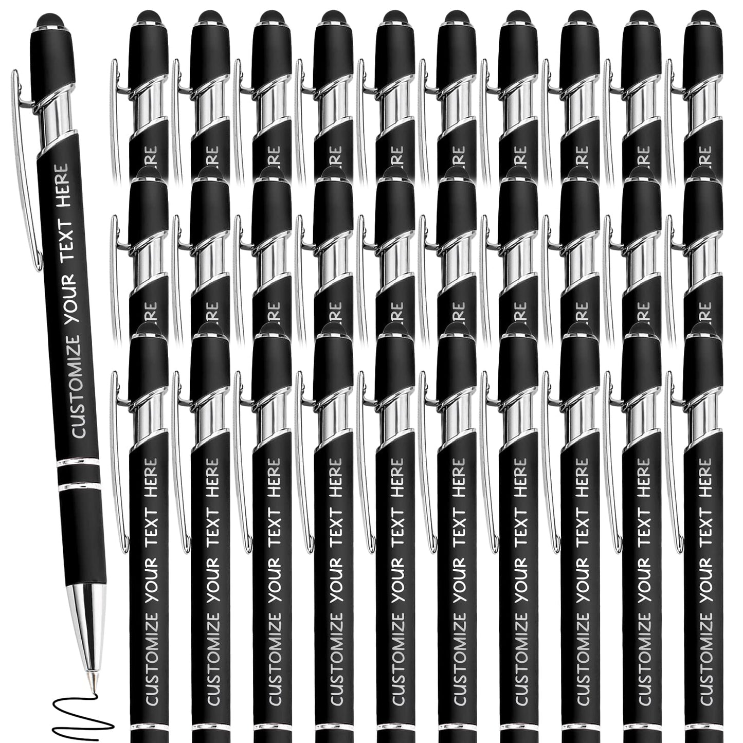 Yananka 36 Pcs Custom Pens with Stylus,Personalized Pens with Free Engraving,Customized Pens with