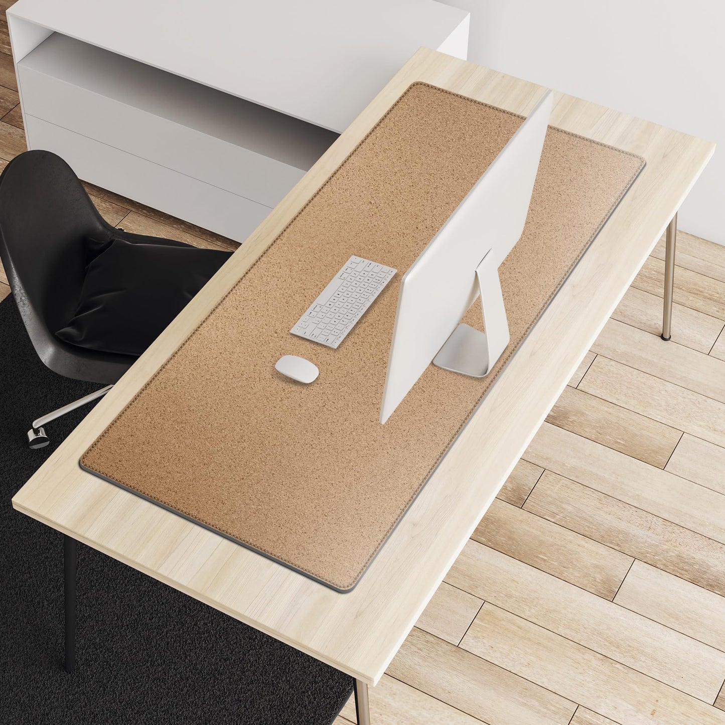 Vyaaa Cork & Leather Desk Mat, 43.3“ x 19.7” Dual Sided Leather Desk Pad, Waterproof Extra Large