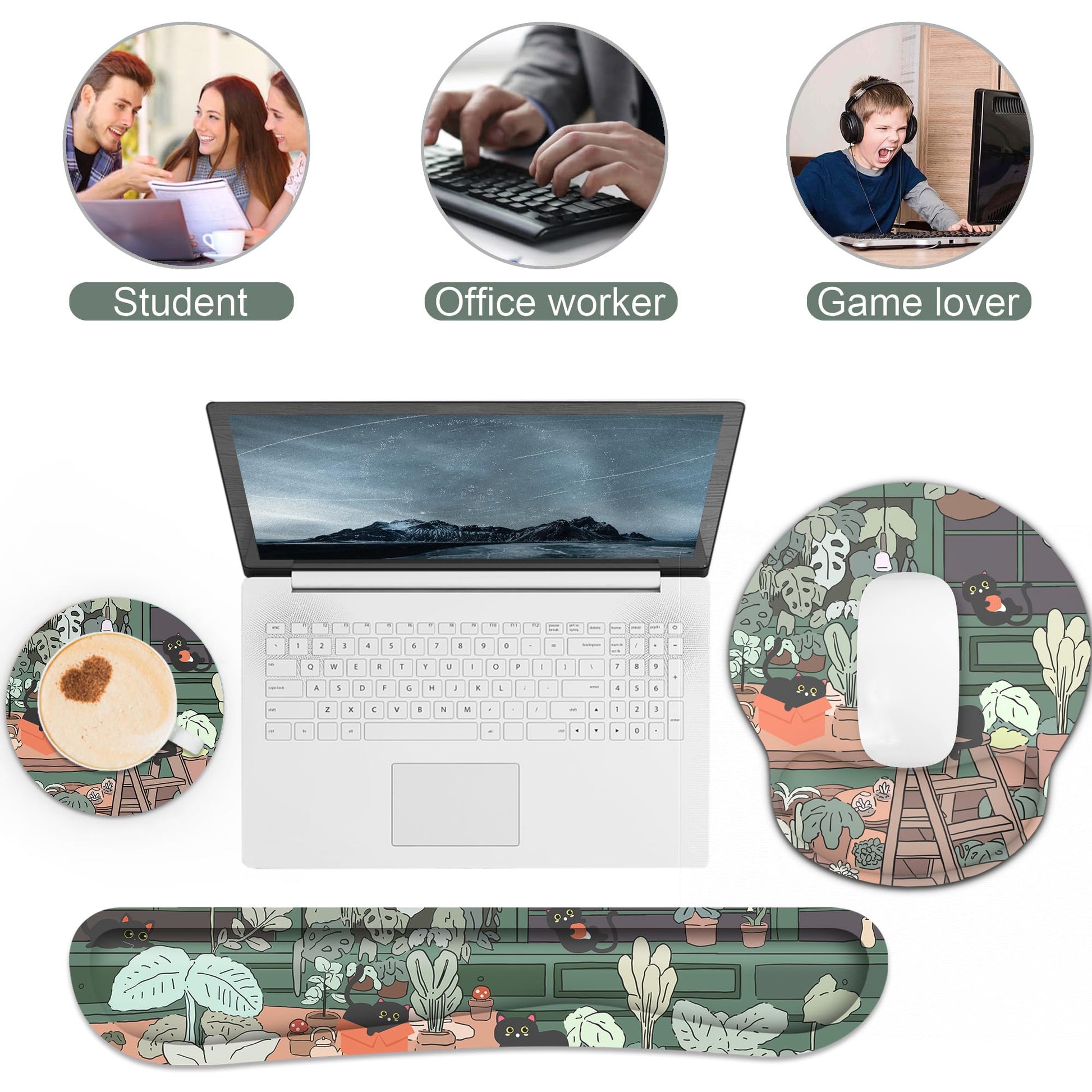 Ergonomic Mouse Pad with Wrist Rest and Keyboard Wrist Rest, Mousepad