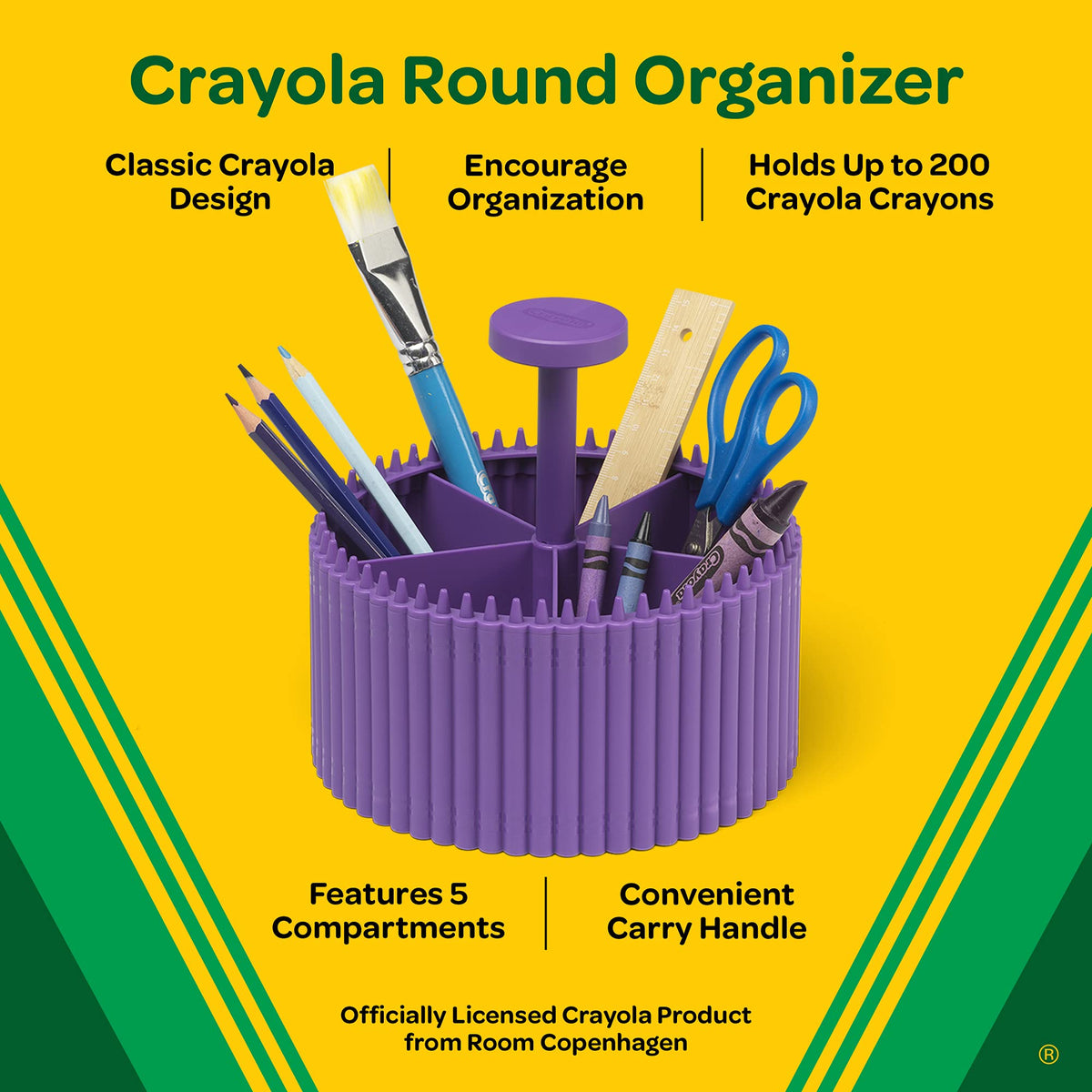 Crayola Round Storage Organizer - Creative Kids Desk Organizer with 5 Sections for Storing Pens