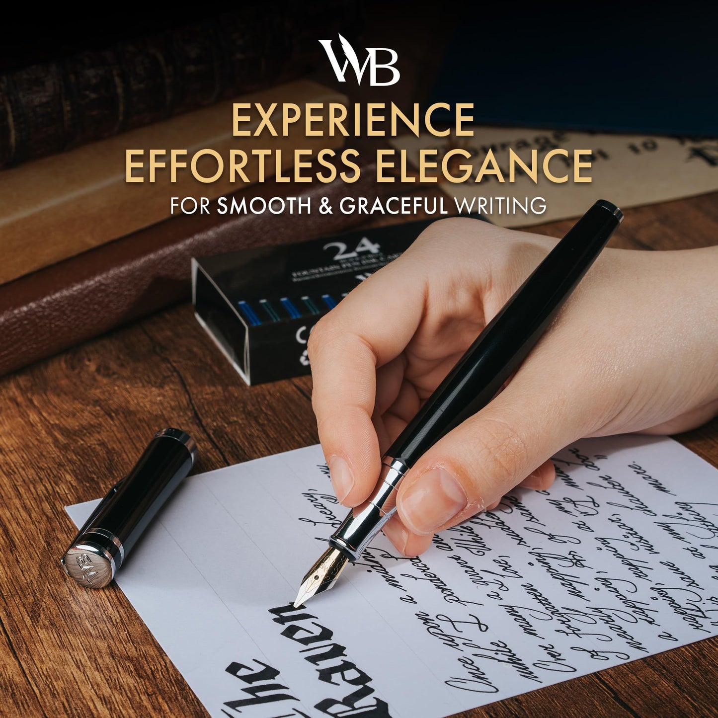 Wordsworth & Black Luxury Fountain Pen Set for Writing, Broad Nib, Black