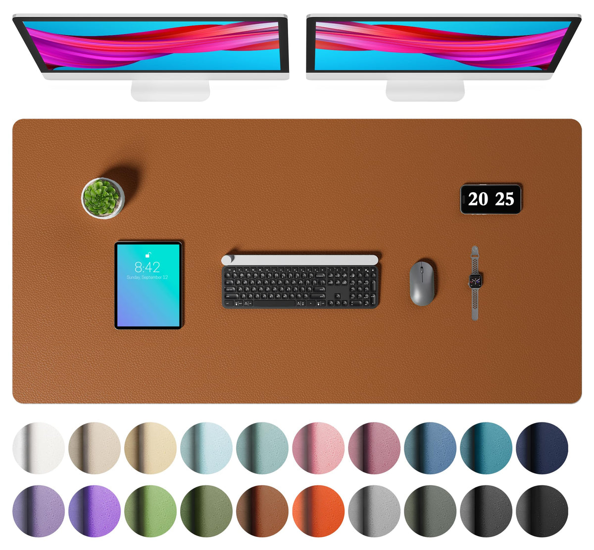 Aothia Faux Leather Desk Mat – Large Mouse Pad, Non-Slip PU Leather Blotter, Waterproof Writing