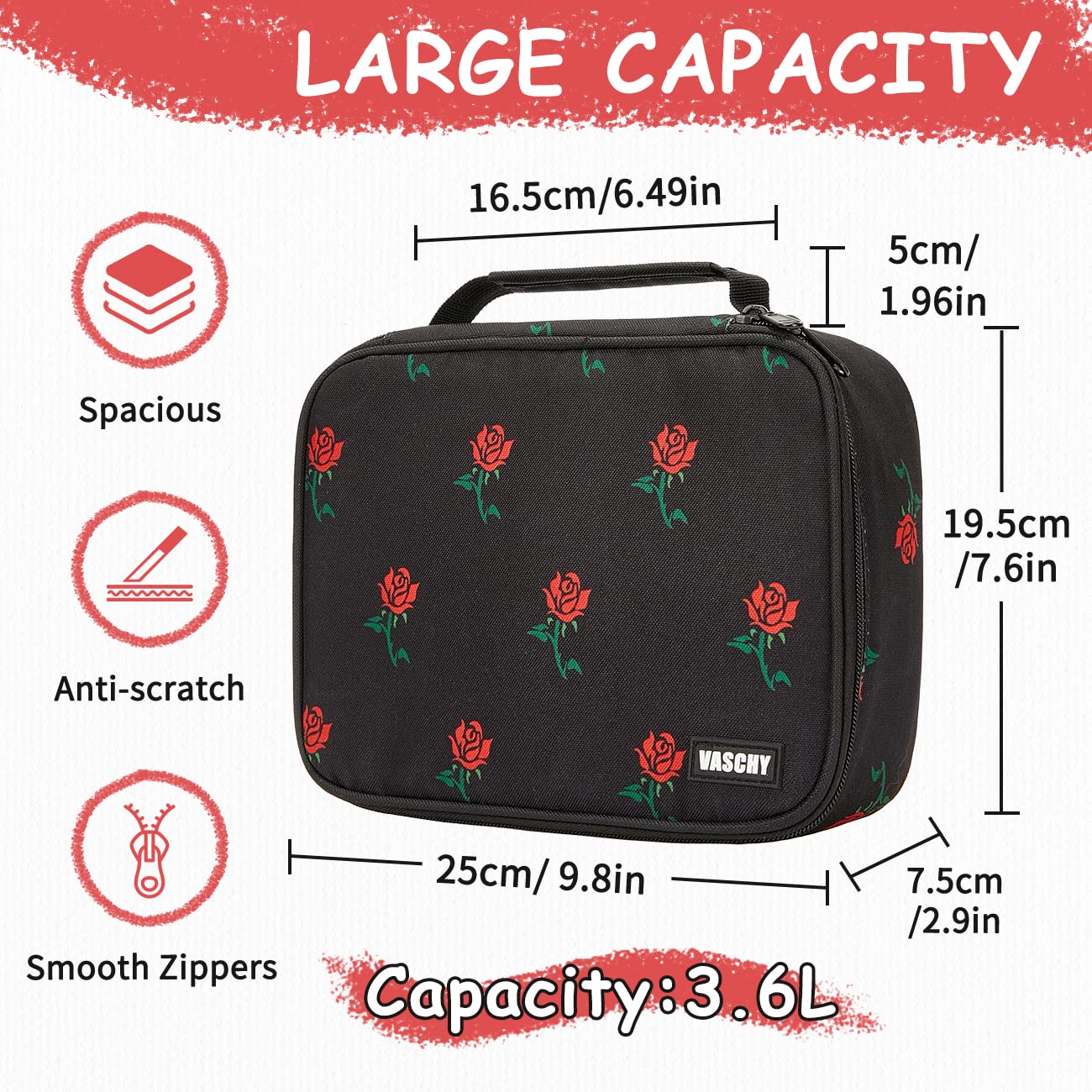 VASCHY Large Pencil Case Bag, Art Supply Marker Organizer Big Pen Pouch with Detachable Layers