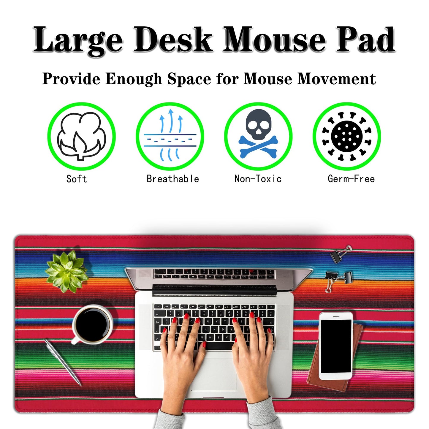 Samgula Desktop Mat Colorful, Desk Mouse Pad Gaming Desk Mats, Office Items Non-Slip Rubber Base