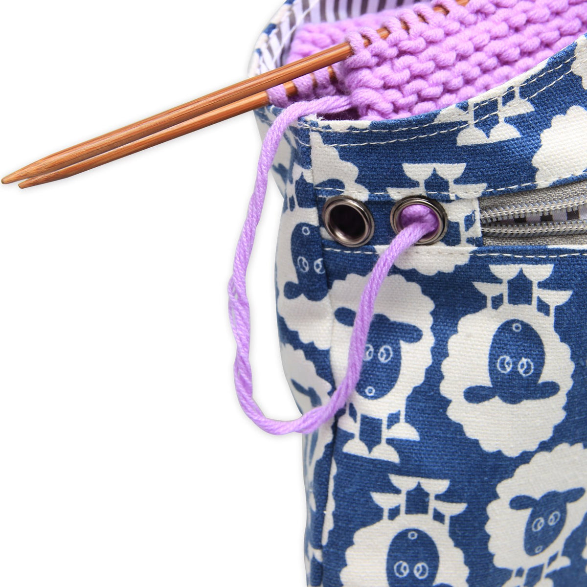 Teamoy Knitting Bag Tote, Travel Crochet Project Wrist Bag, Large, Sheep