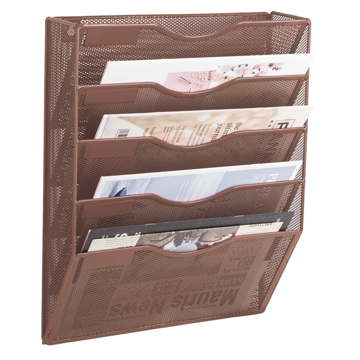 EASEPRES 5 Pocket Mesh Hanging Wall File Organizer, Wall Mounted Mail Paper Document Folder Holder