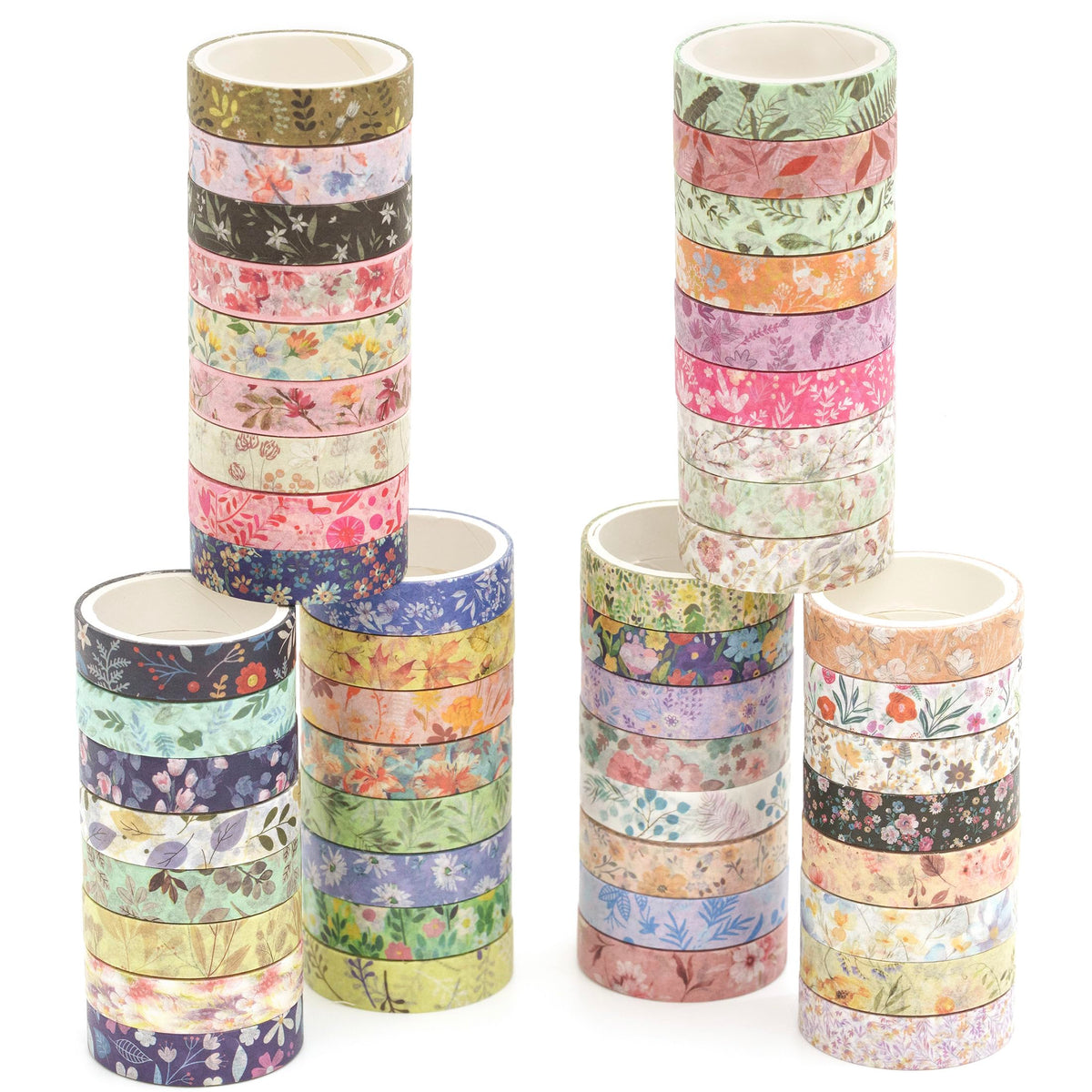 YUBBAEX Flowers Washi Tape Pack 50 Rolls Floral Printed Masking Tape Plants Decorative for Arts