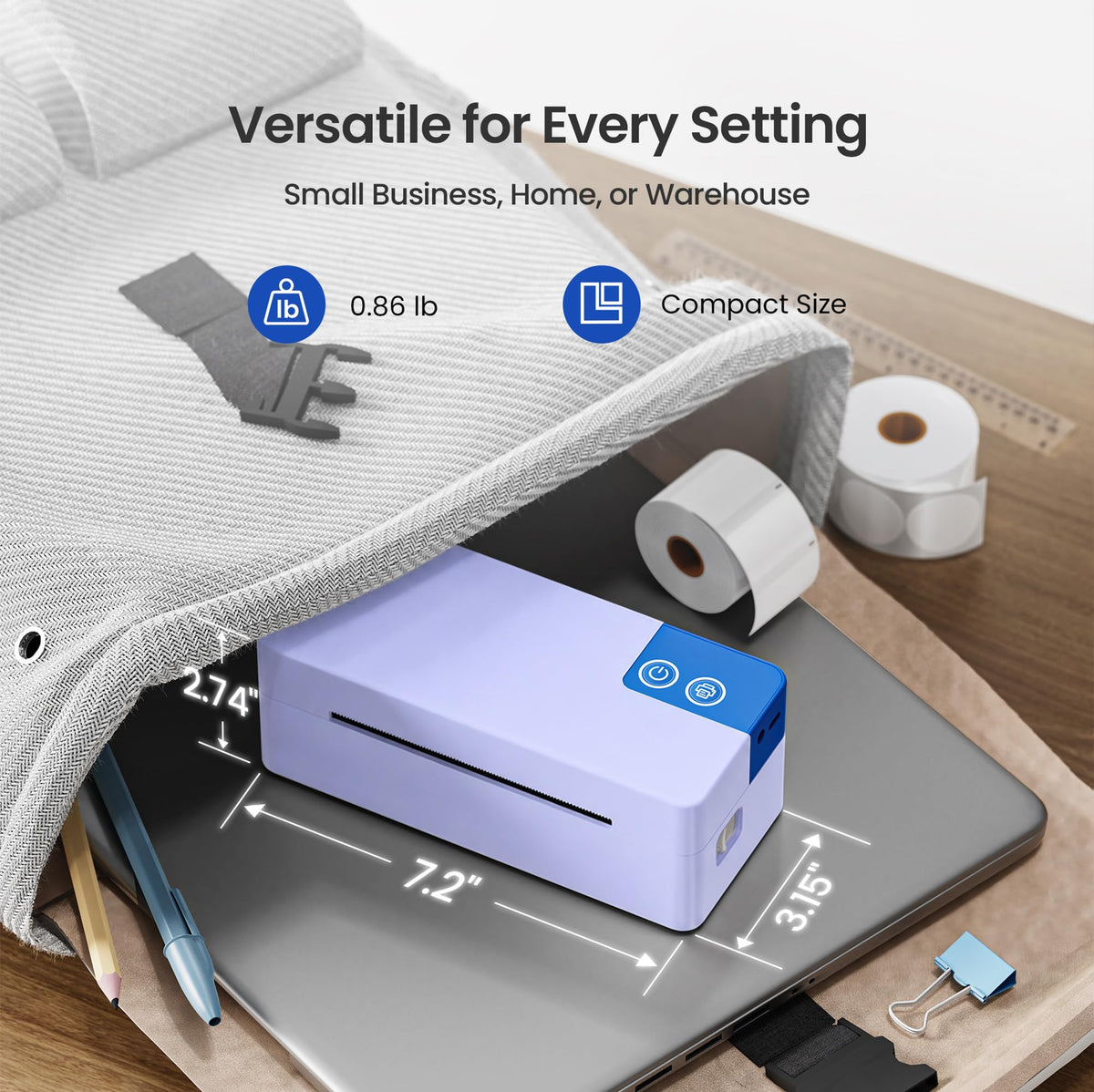 ETIKEZ Bluetooth Thermal Shipping Label Printer, 4x6 Thermal Label Printer