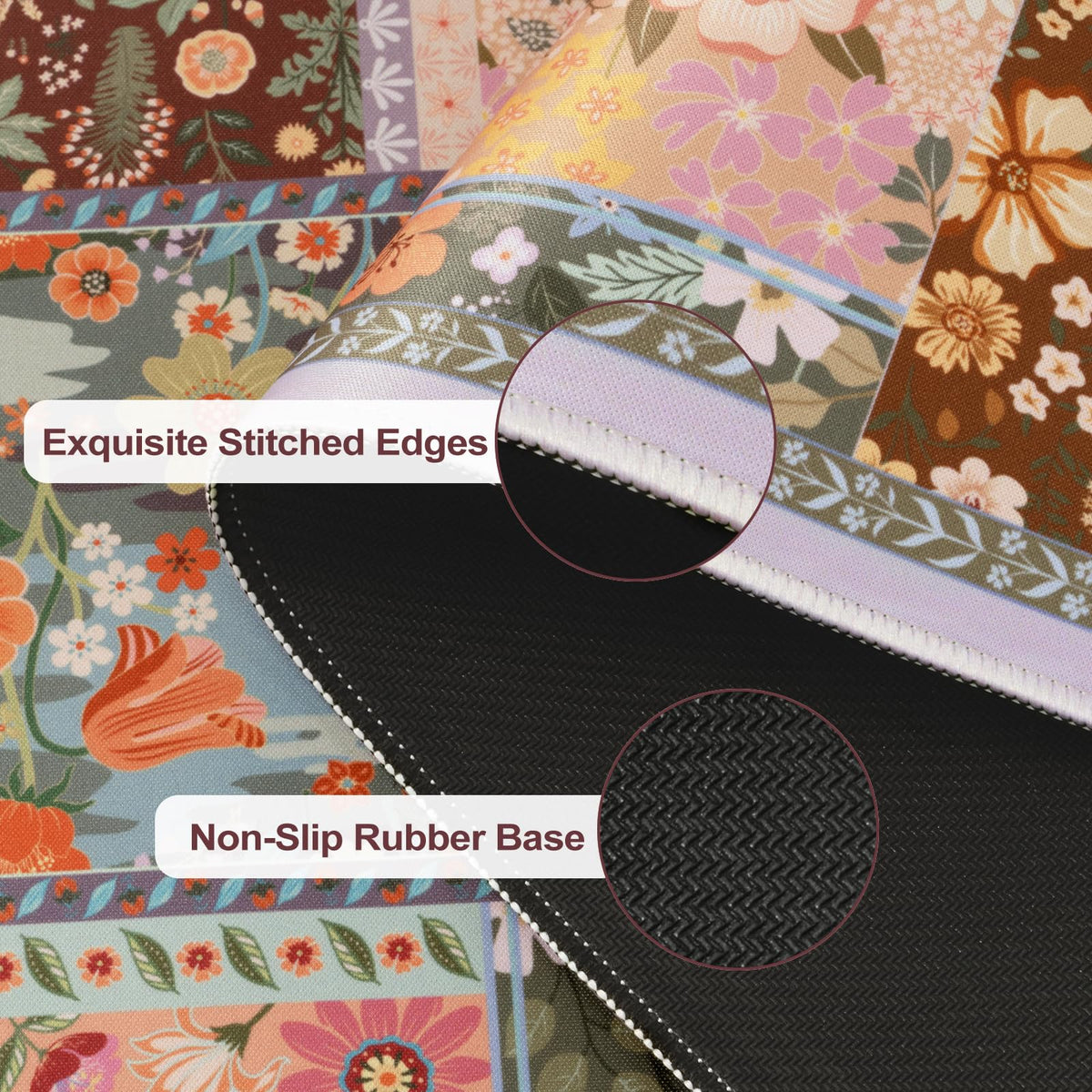 iCasso Floral Desk Pad Mat, Large Mouse Pad, Desk Matt for Desktop, Brown