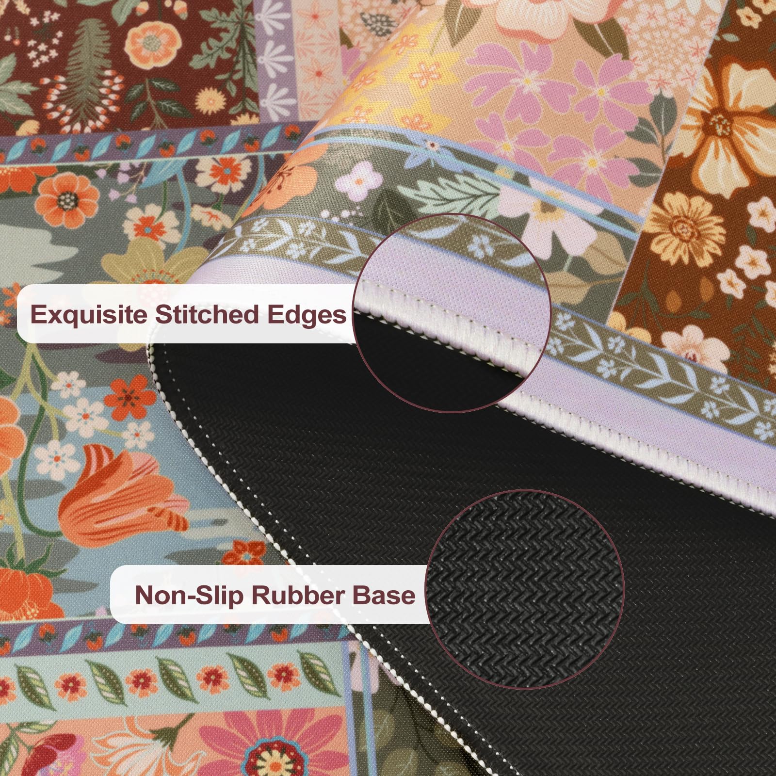 iCasso Floral Desk Pad Mat, Large Mouse Pad, Desk Matt for Desktop, Brown