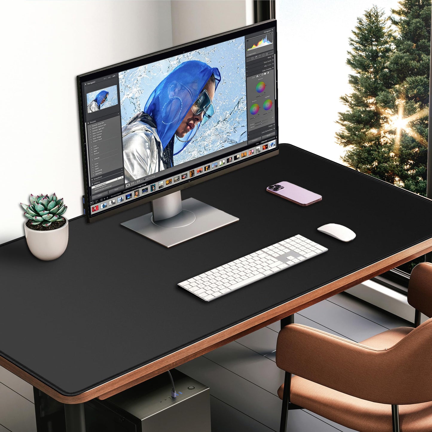 LL-COEUR XXL Black Mouse Pad Gaming Keyboard Mat Laptop Office Desk Mat (43.3" x 23.6" x 0.12")
