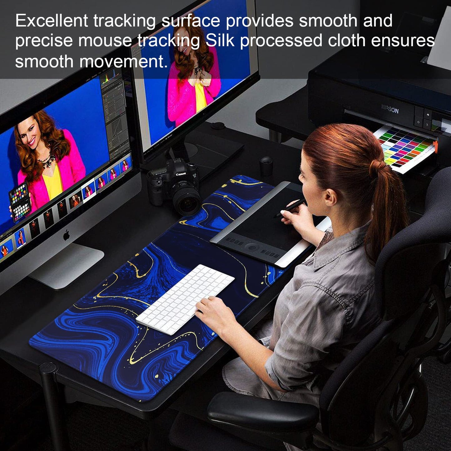 Jahosin Large Gaming Mouse Pad with Stitched Edges,[35.4x15.7In] Extended Mouse Pad with Non-Slip