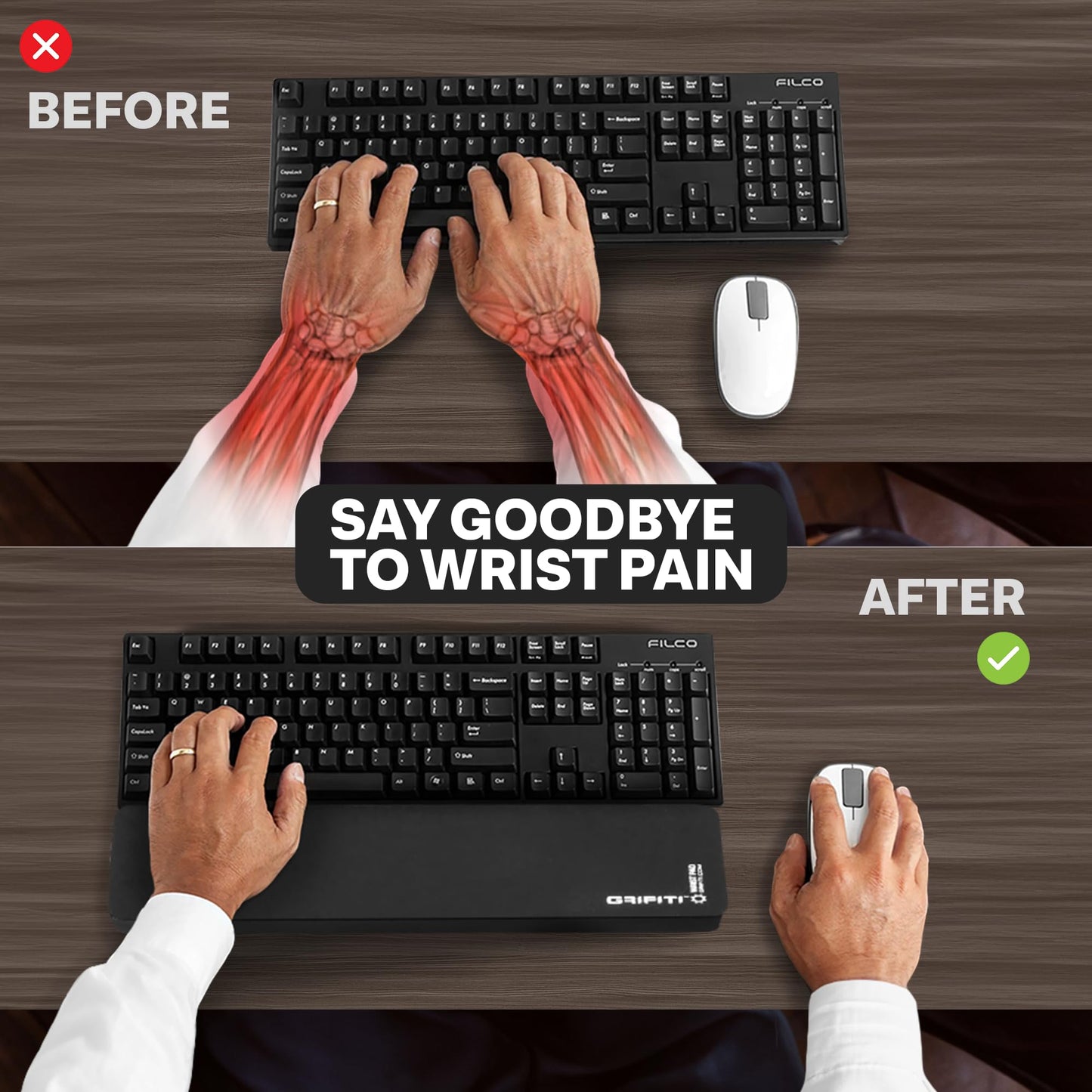 Fat Wrist Pad 17 is a 4 X 17 X 0.75 Inch Wrist Rest for Standard Keyboards and Full Length