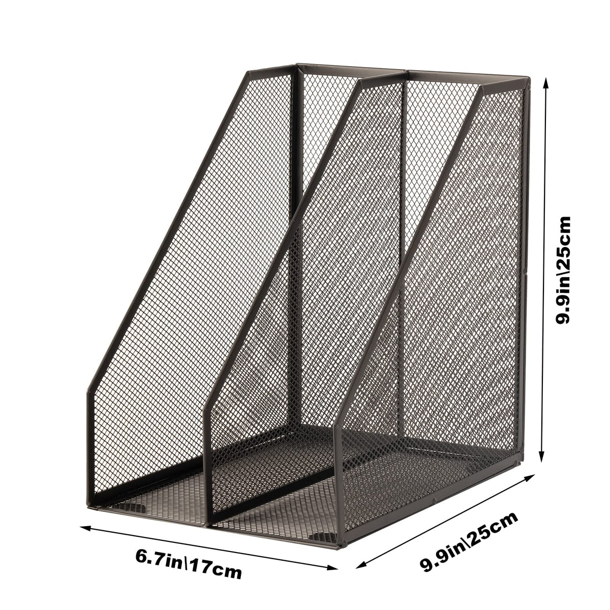ASIFMTHOT 2 Set Magazine Holder Metal Wire, 2 Compartments Mesh File Holder for Desk, Office Desk