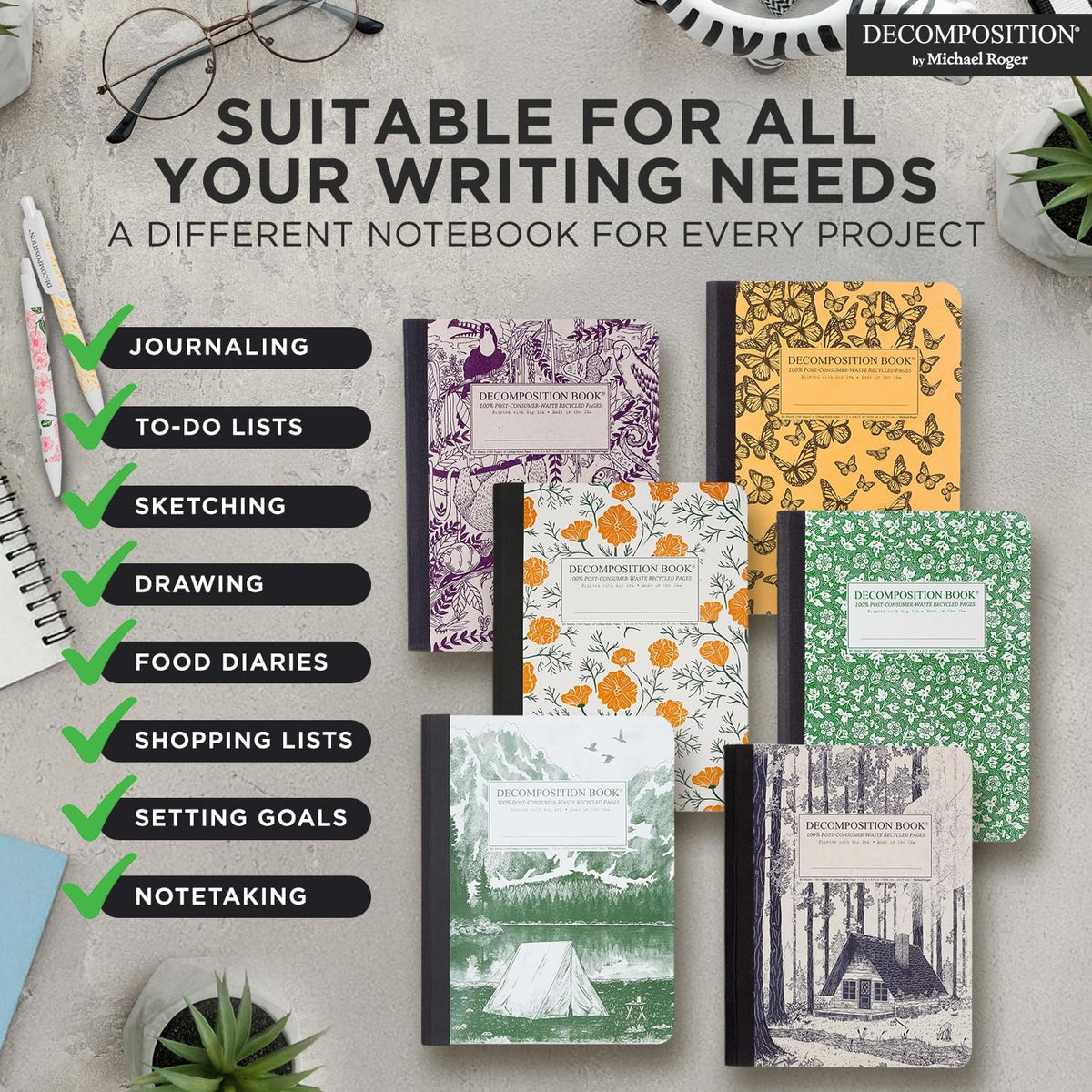 Decomposition Honeycomb College Ruled Composition Notebook - 9.75 x 7.5 Journal with 160 Lined