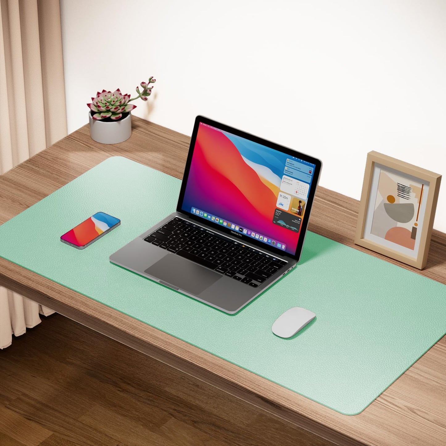 Boutilon Leather Desk Pad Protector,Non-Slip Mouse Pad,Laptop Desk Pad,Office Mouse Mat,Waterproof