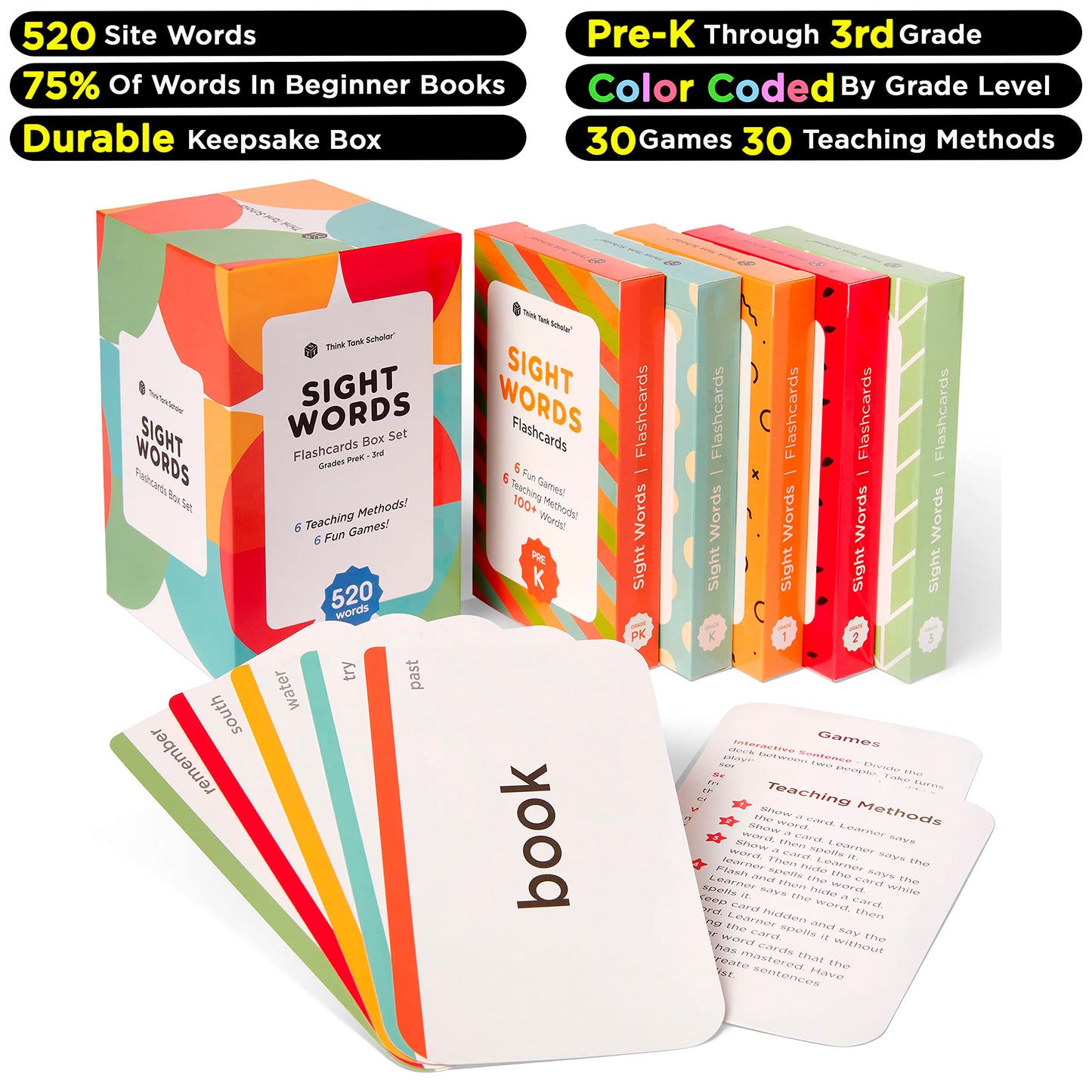 Award-Winning Sight Words Flash Cards – 520 High Frequency Words for Kids Ages 3–9 – Dolch & Fry