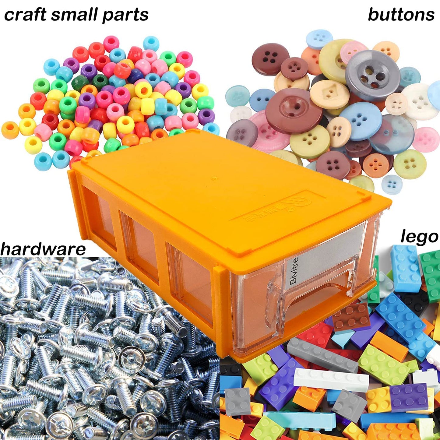 Stackable Storage Drawers Set of 20 with Dividers and Paper Labels