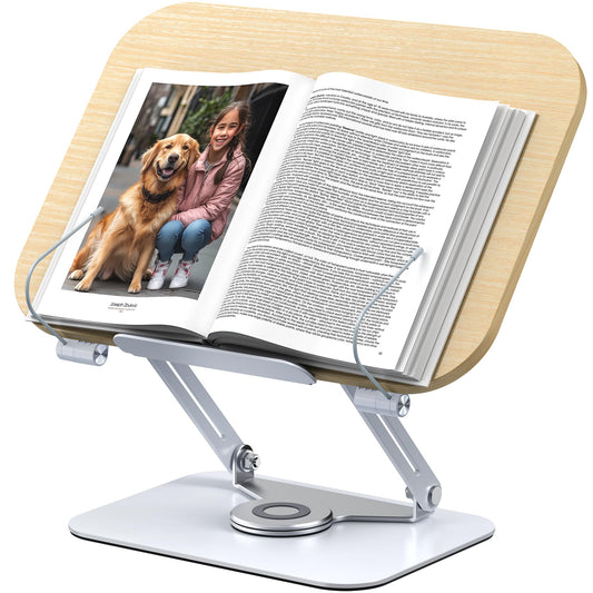 MOKURU Book Stand for Reading, 360° Adjustable Book Holder, Foldable Book Holder Stand, Cookbook