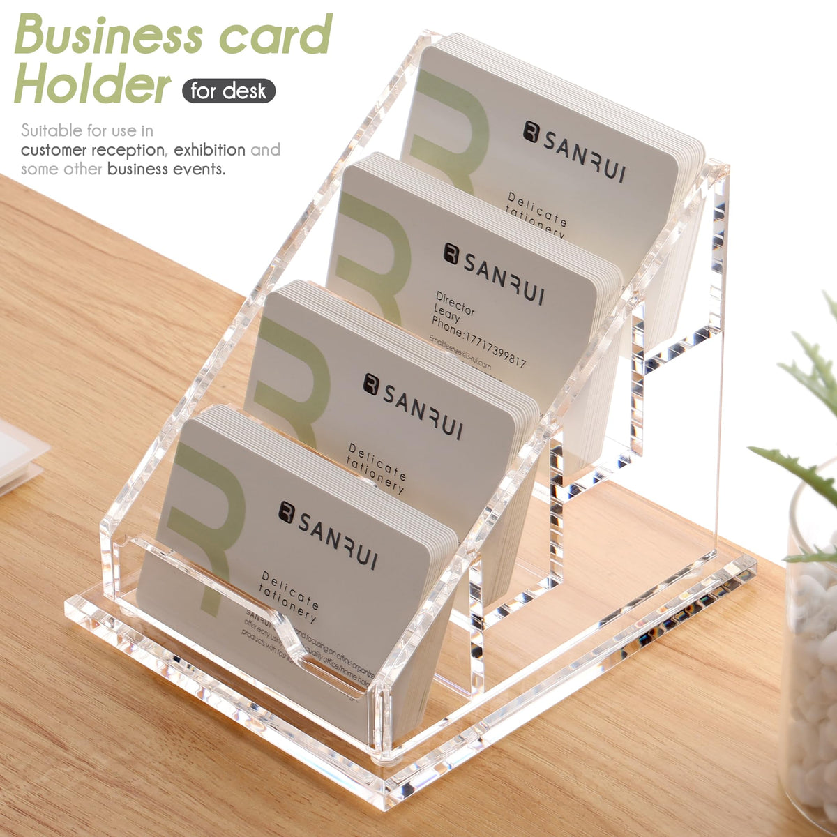 YUXUN Business Card Holder for Desk Acrylic Business Cards Display Stand