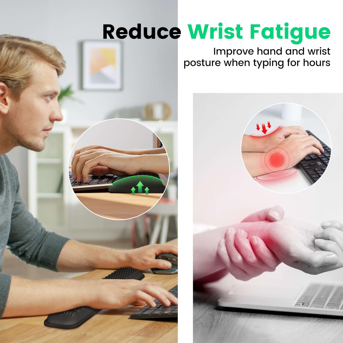 MEKASS Keyboard Wrist Rest, Soft Memory Foam Wrist Support, Keyboard Hand Rest Pad for Wrist Pain