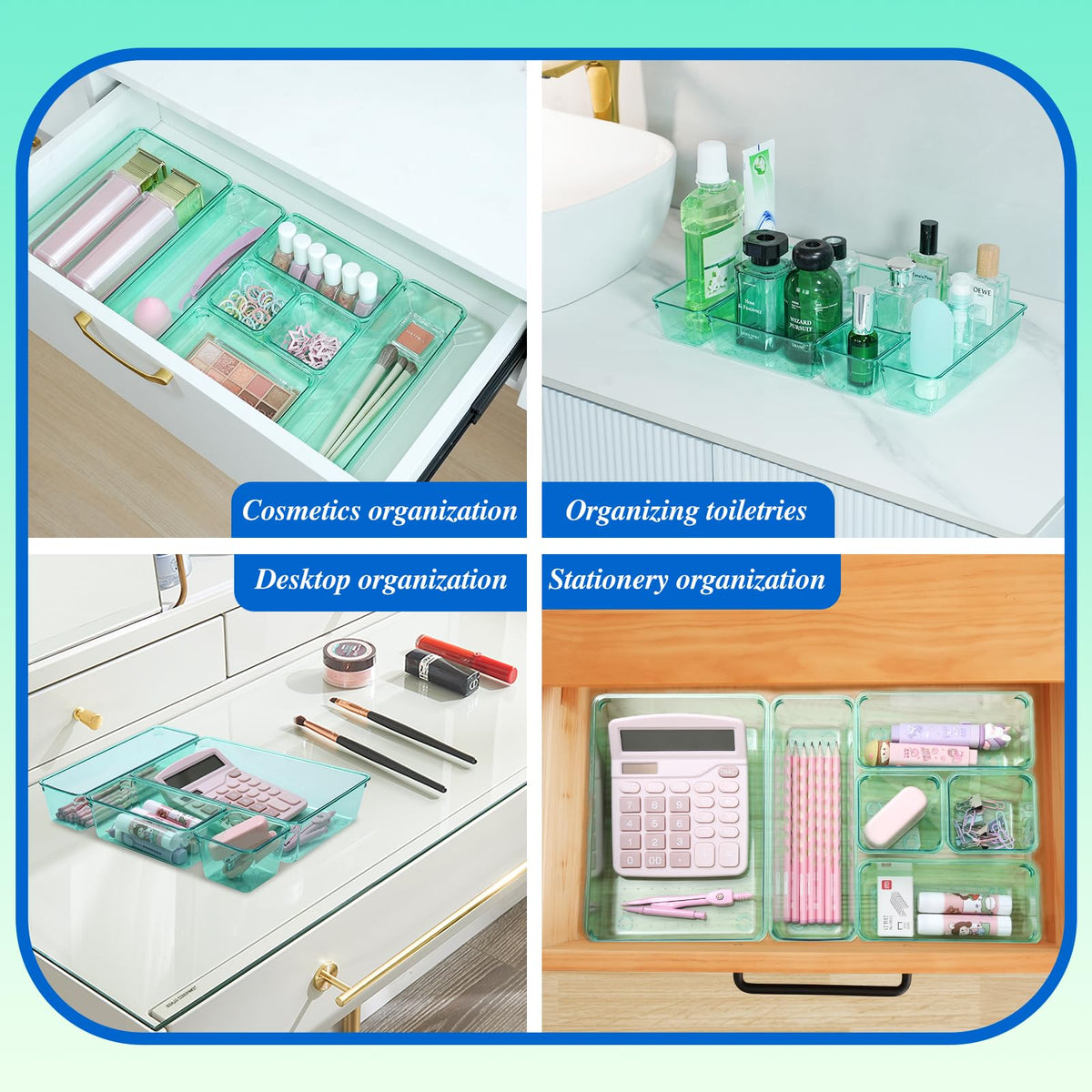Trotianingyu Kitchen Desk Drawer Organizers Storage for Office, Small Acrylic Vanity Trays Makeup