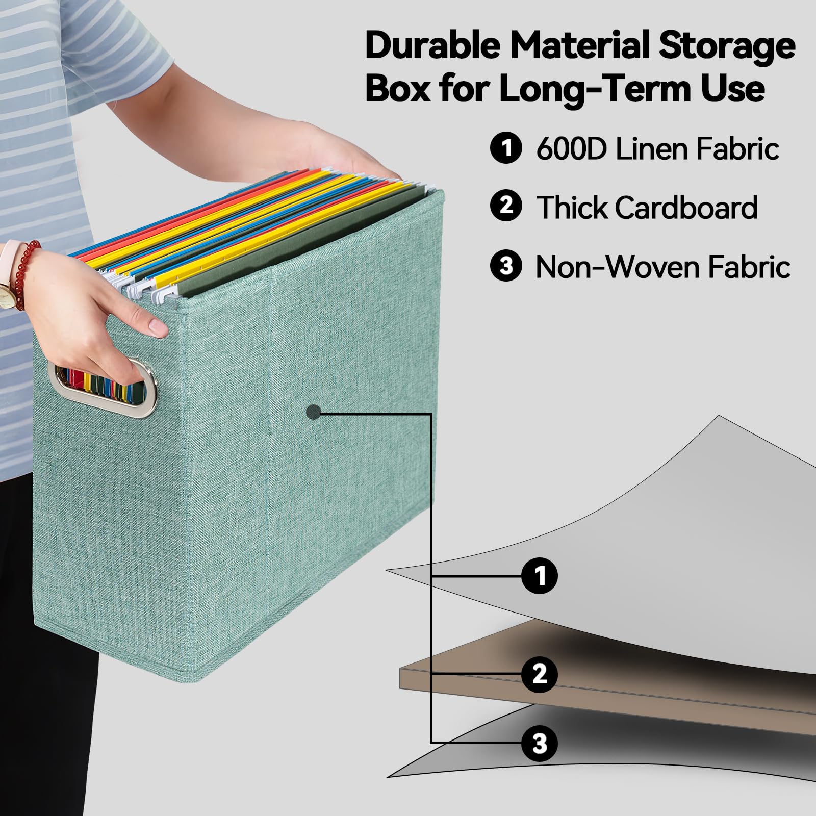 ComfortKeeper 2 Packs Letter Size File Organizer, File Folders Organizer, Fabric Storage Box