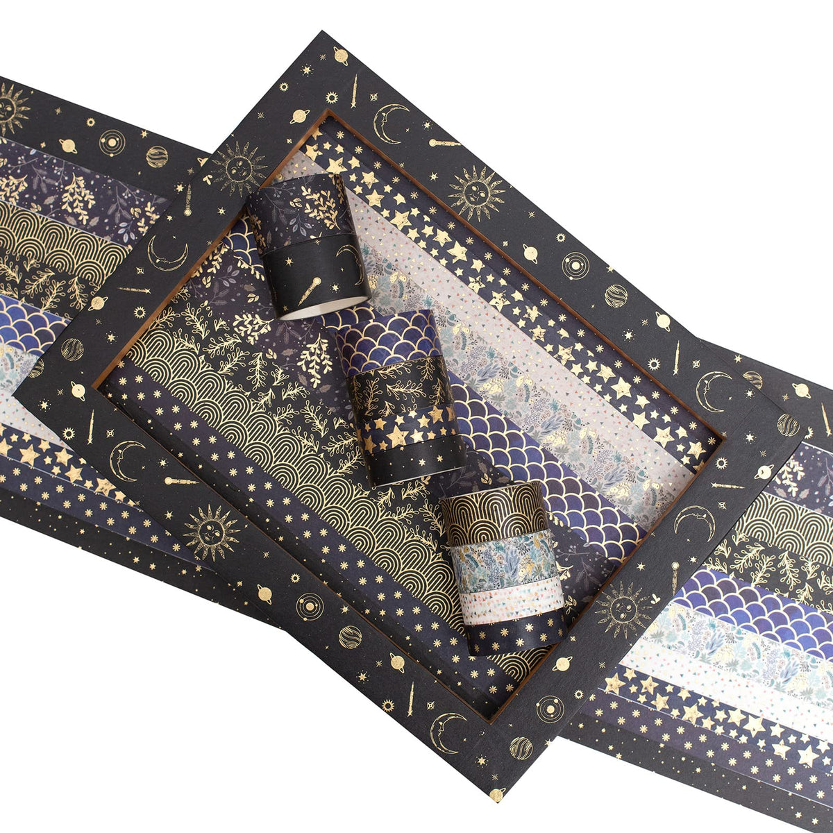 YUBX Creative Washi Tape Set 10 Rolls Gold Foil Print Decorative Masking Tapes for Arts, DIY