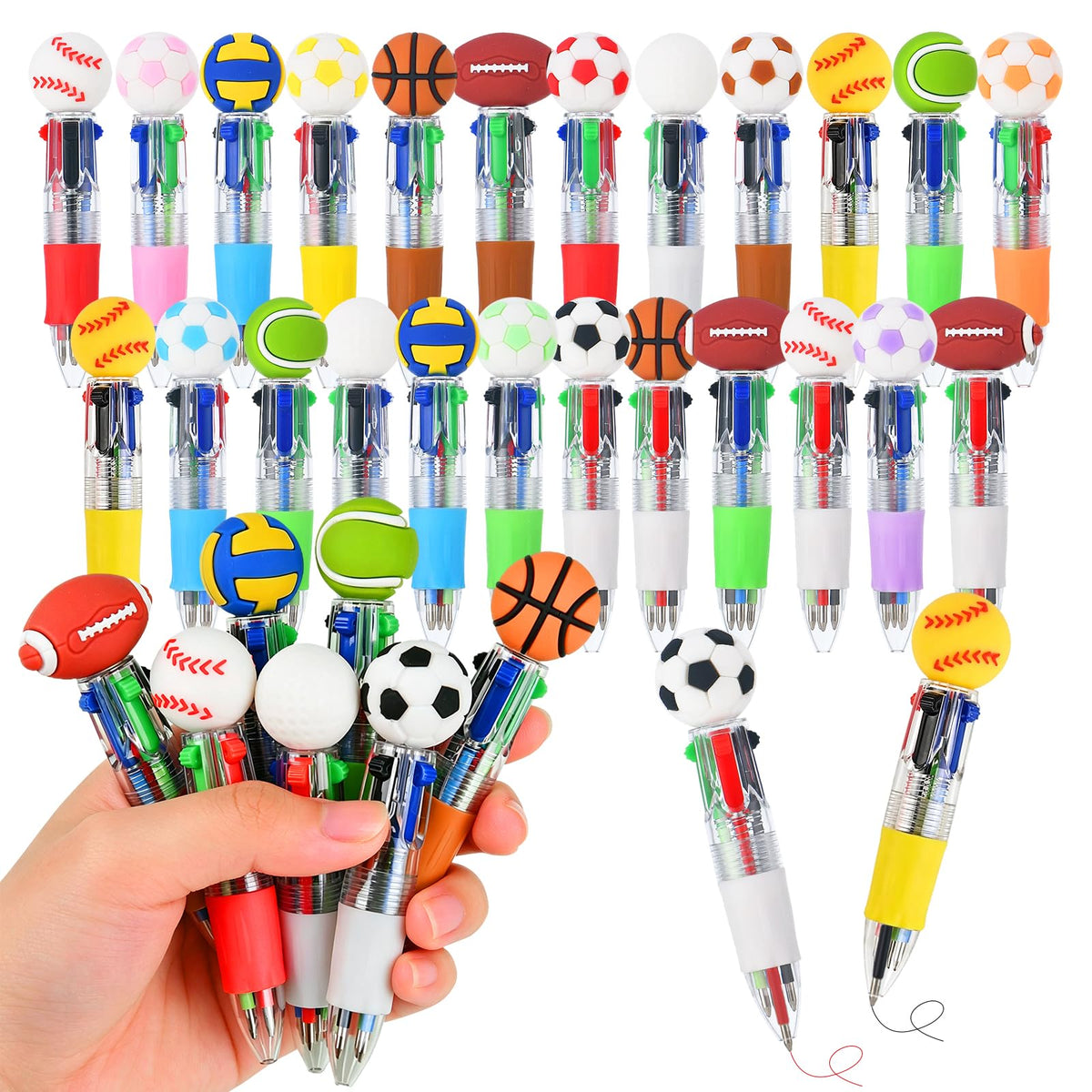 Zhirlyn Sports Party Favors Sports Pens Mini Multicolor Pen in One Cute Fun 4-in-1 Pens Bulk Cool