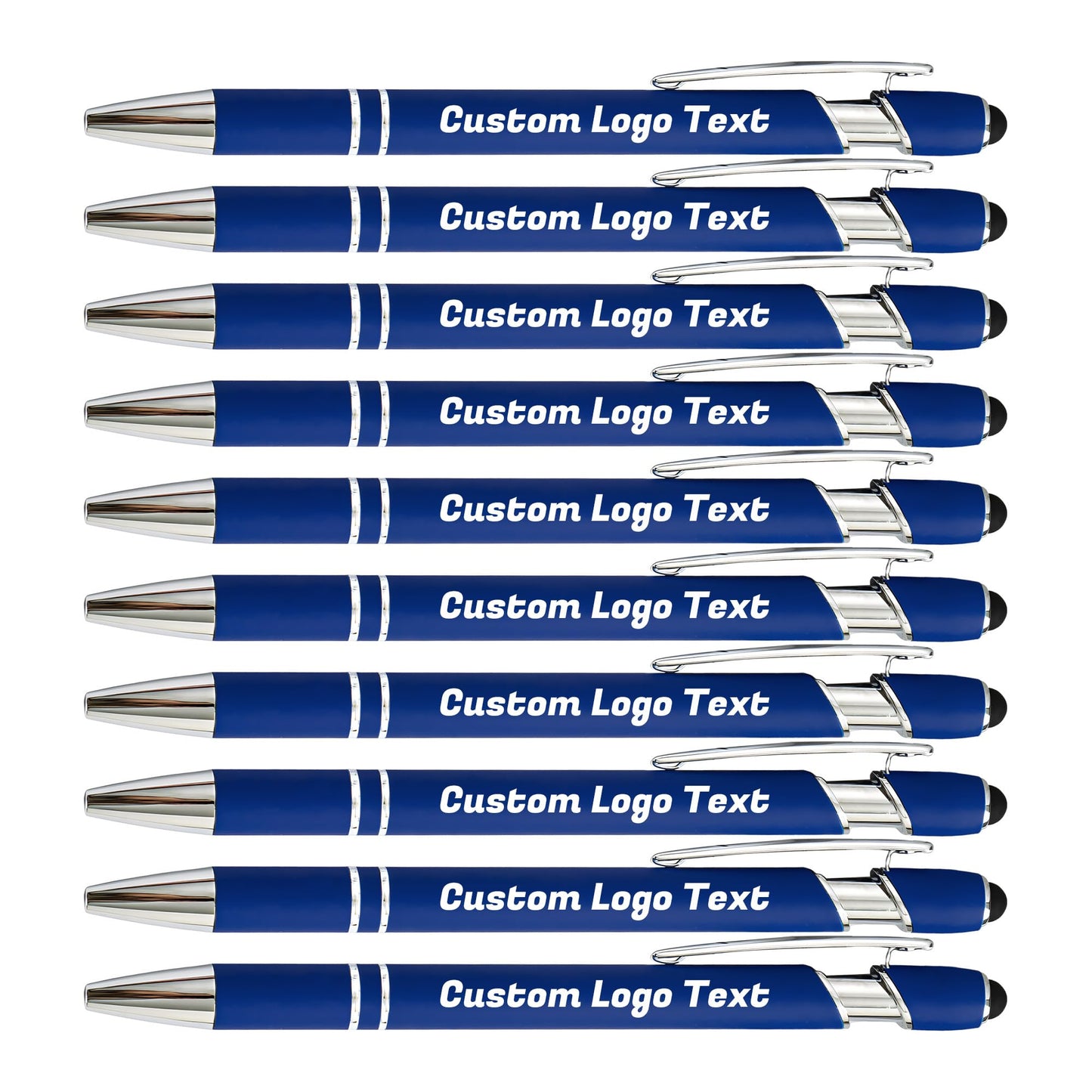 HEYZARDA Custom Pens Ballpoint with Stylus for Events, Blue, 10 Pcs