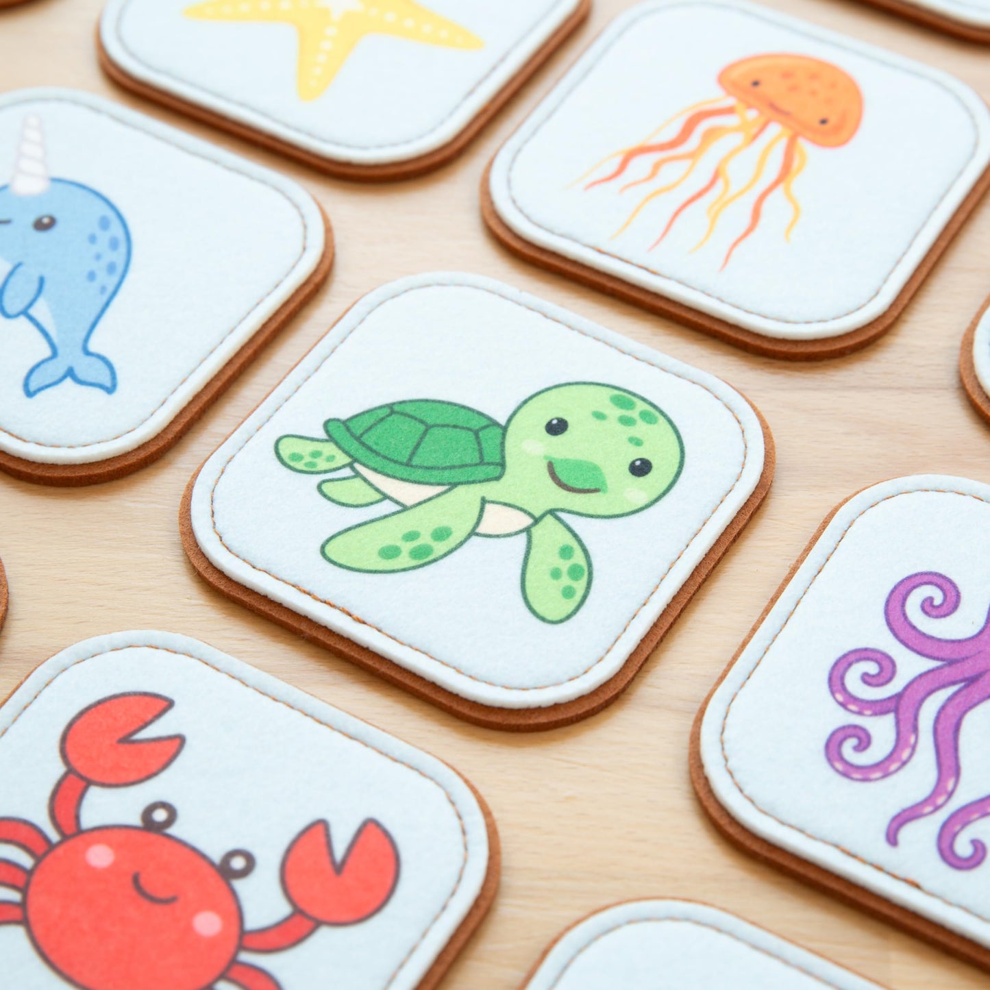 Felt Sea Creature Matching Game for Toddlers – Ocean Memory Game & Flash Cards – Soft and Safe for