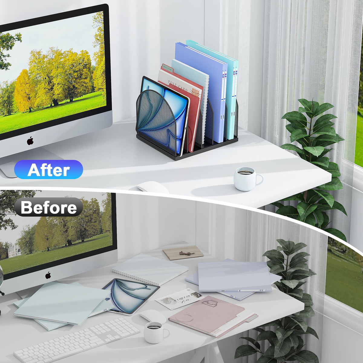 gianotter Desktop File Organizer with 5 Compartments