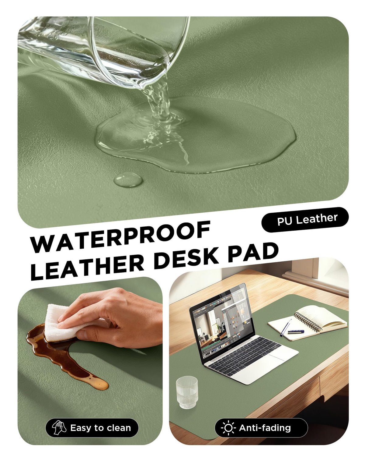 YSAGi 55" x 24" Large PU Leather Desk Mat for Keyboard and Mouse - Waterproof Non-Slip Desk Pad