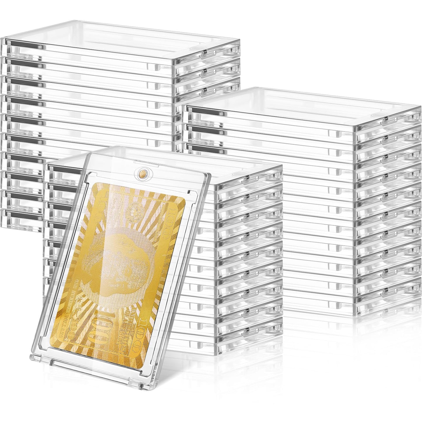 SATINIOR 30 Pcs Clear 100Pt Magnetic Card Holders for Trading Cards